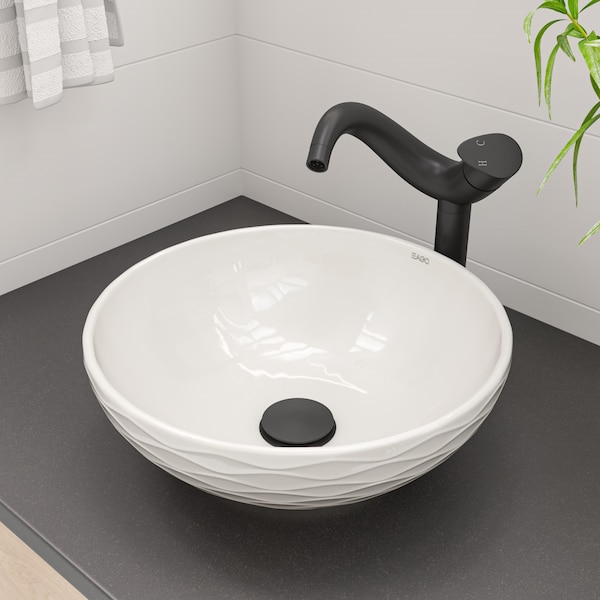Alfi Brand ALFI brand ABC909 White 17" Decorative Round Vessel Above Mount Ceramic Sink ABC909 - main